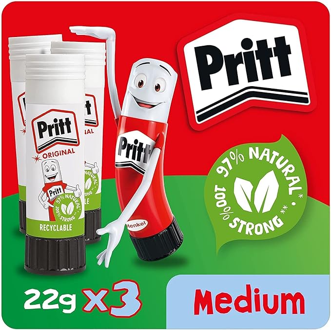 Pritt Glue Stick – Safe & Strong Craft Adhesive (Multiple Pack Sizes Available)