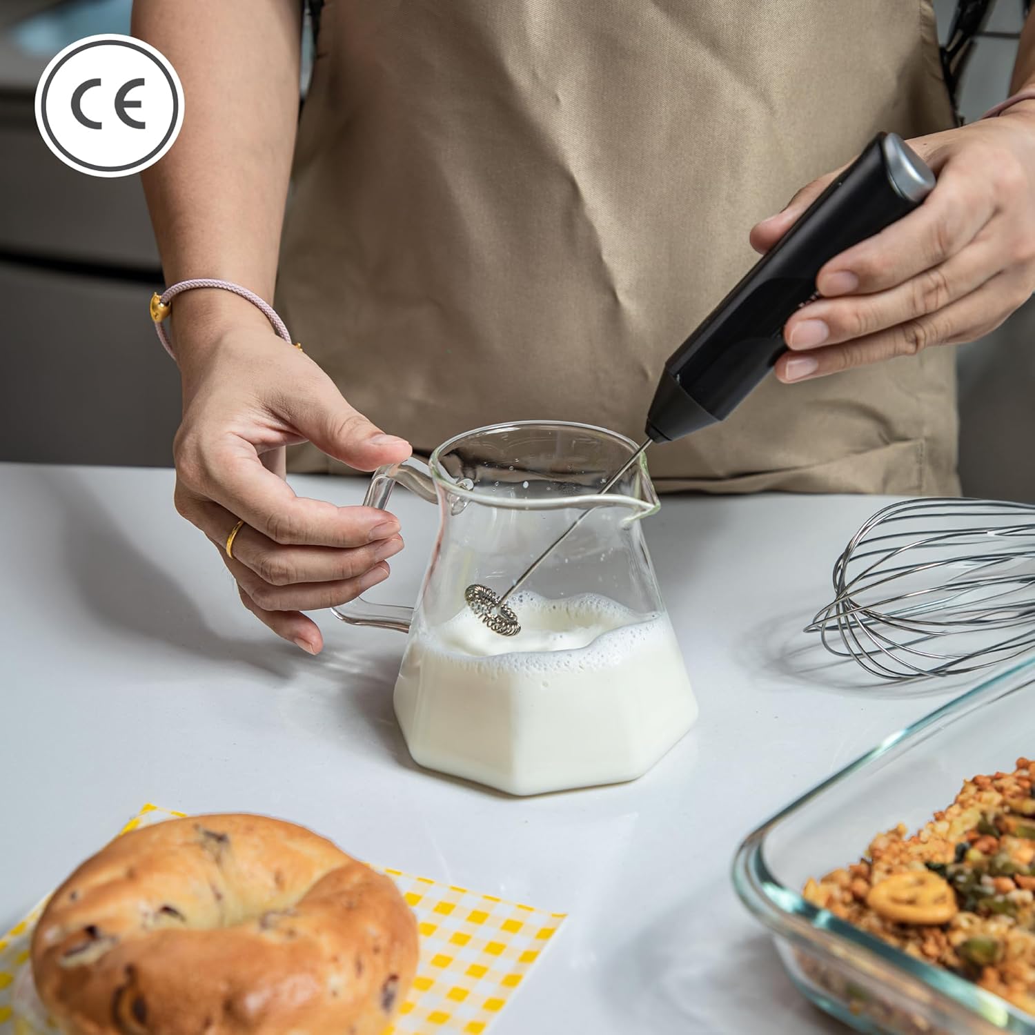 Keplin Handheld Milk Frother – Stainless Steel Electric Coffee Whisk for Lattes, Matcha & Protein Shakes - Image 7